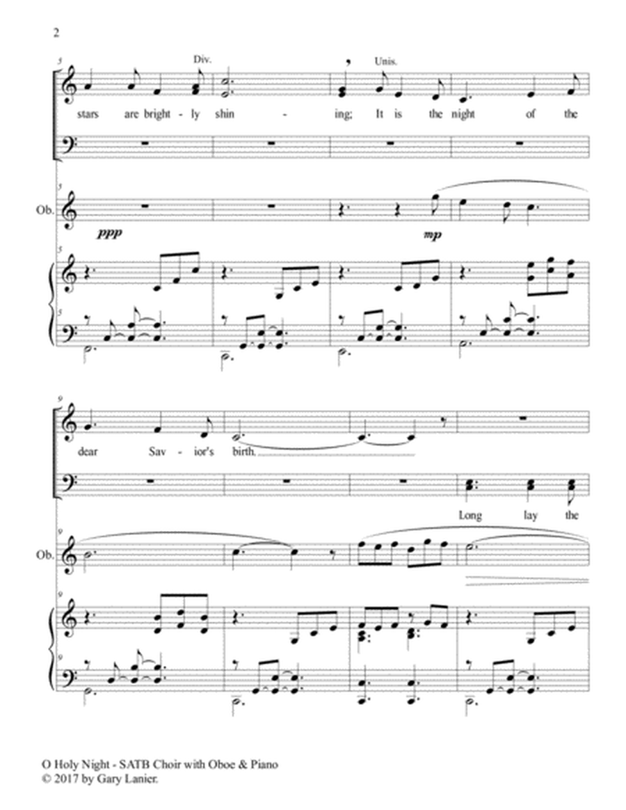O HOLY NIGHT (SATB Choir with Oboe & Piano - Score & Parts included) image number null
