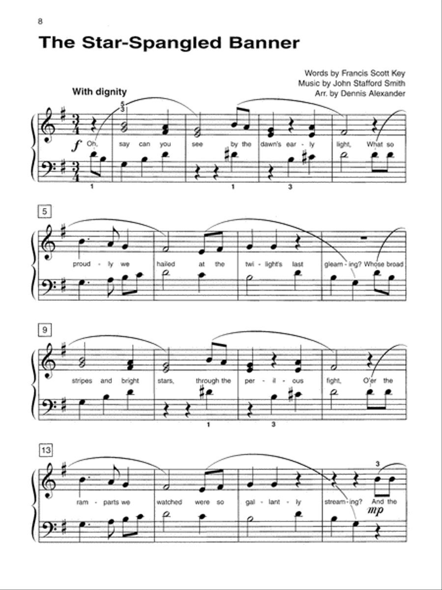 Alfred's Basic Piano Course Patriotic Solo Book, Level 2 Piano Method scores gallery preview page 5
