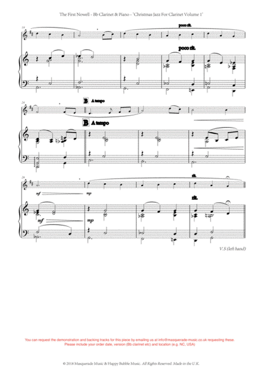 The First Nowell (The First Noel) ; a shmooshy jazz arrangement with original solo for Bb Clarinet & image number null