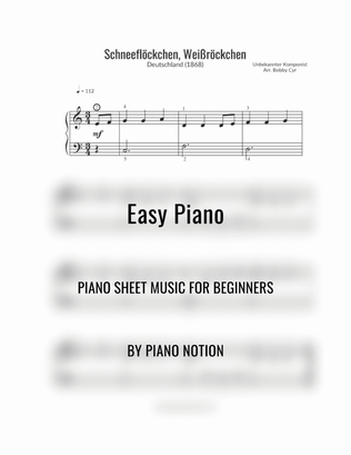 Schneeflöckchen, Weißröckchen (Easy Piano Solo)