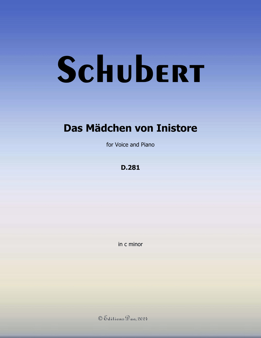 Das Madchen von Inistore, by Schubert, D.281, in c minor Voice scores gallery preview page 1