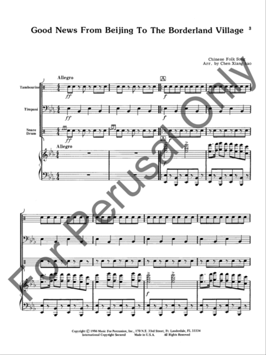 Good News From Beijing To The Borderland Village Percussion scores gallery preview page 4
