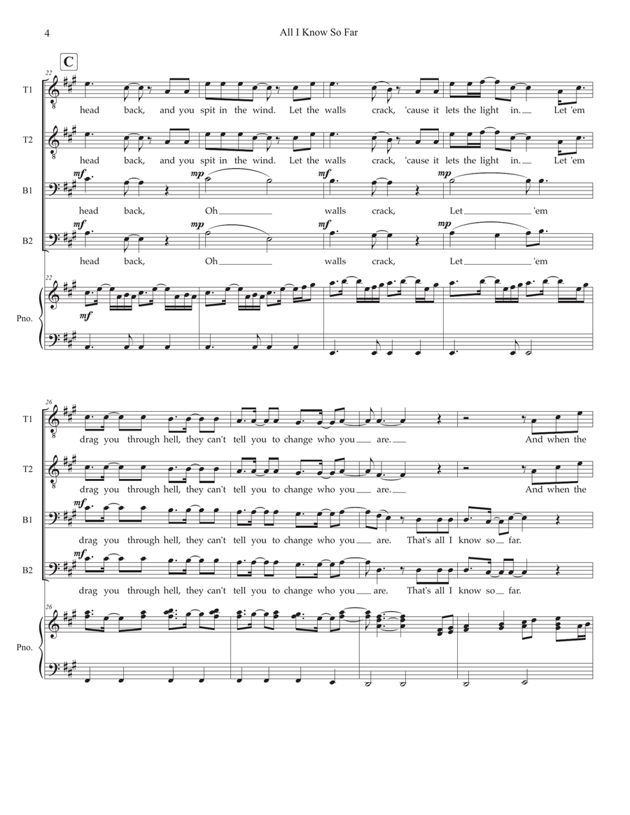 All I Know So Far TTBB scores gallery preview page 4