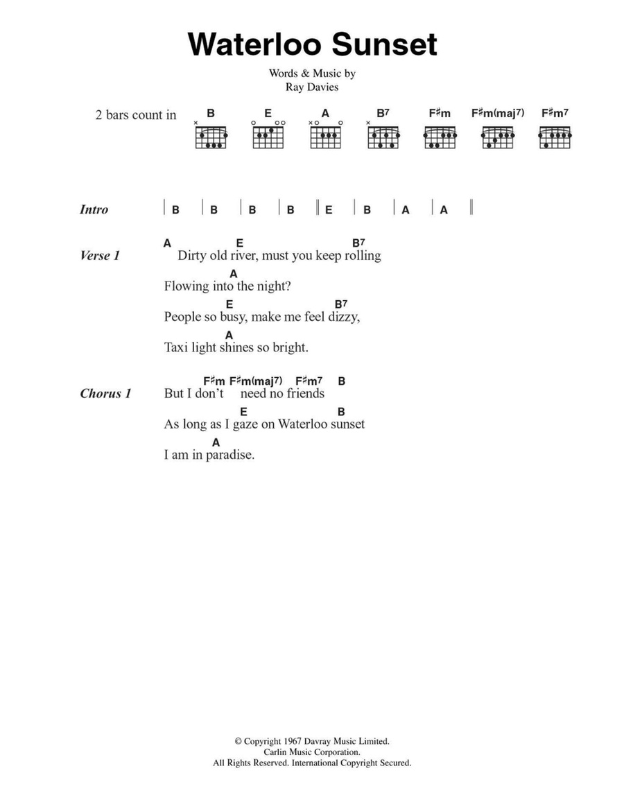 Waterloo Sunset Waterloo Sunset Acoustic Guitar scores gallery preview page 1