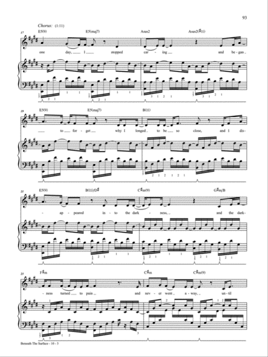 Beneath the Surface Piano, Vocal, Guitar scores gallery preview page 3