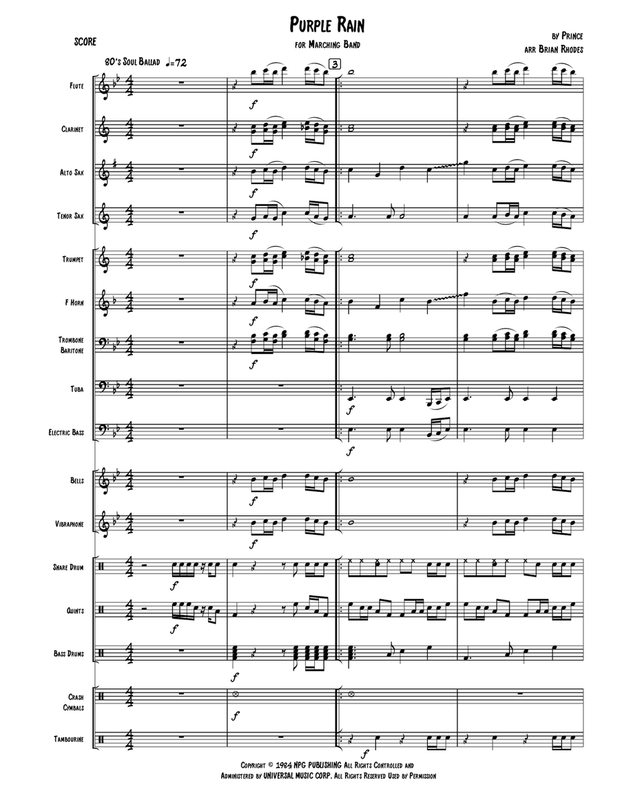 Purple Rain Marching Band scores gallery preview page 2