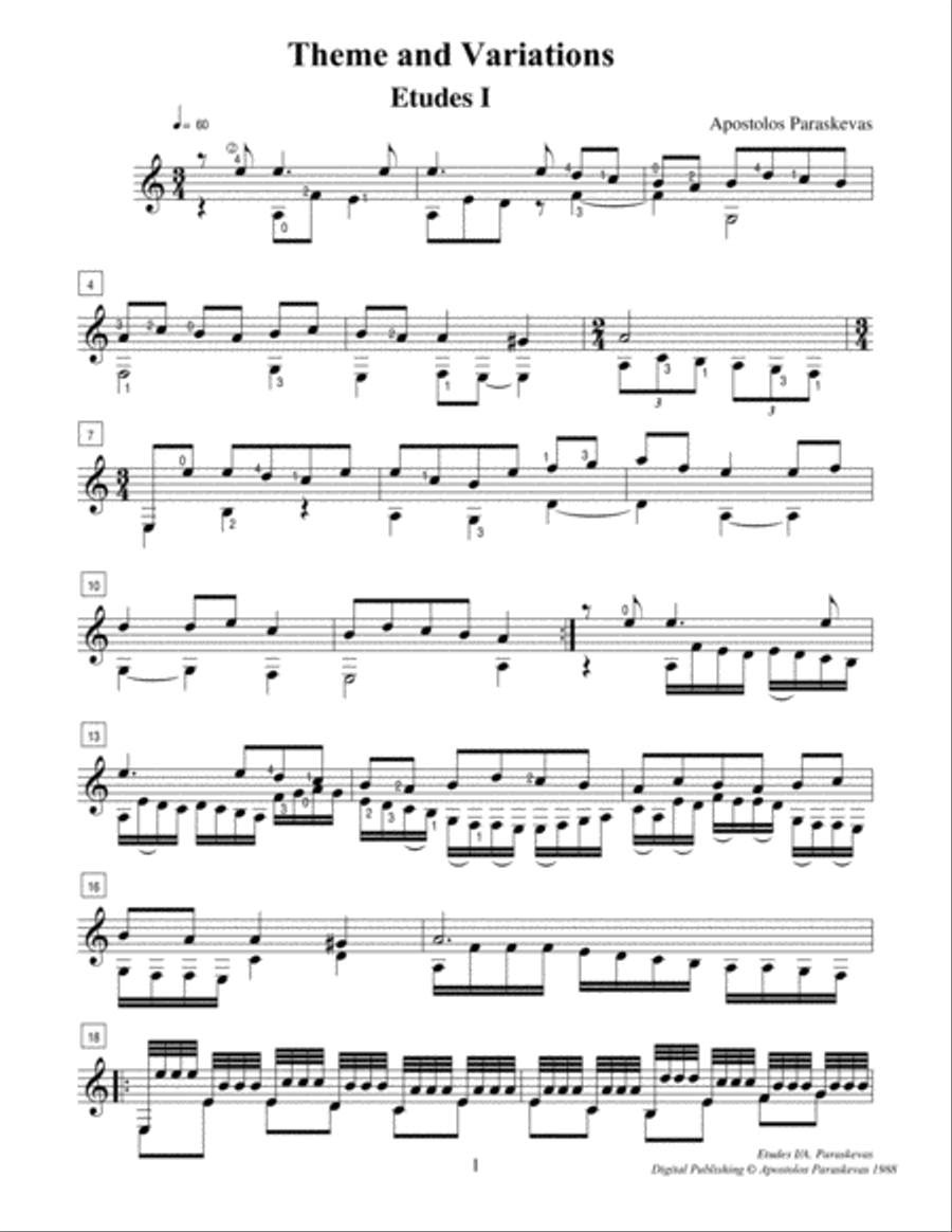 Theme and Variations Classical Guitar scores gallery preview page 3