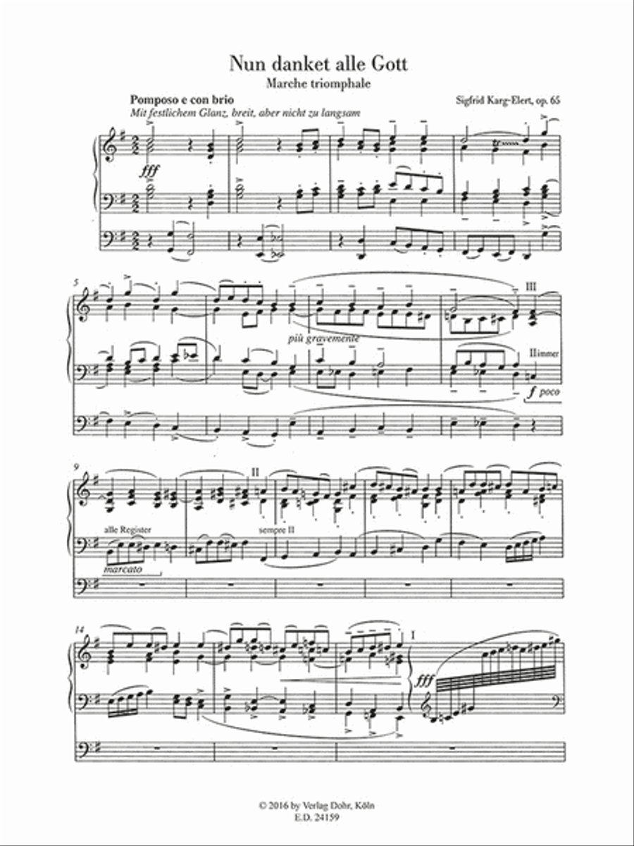 Nun danket alle Gott op. 65 -Marche triomphale- Organ scores gallery preview page 2