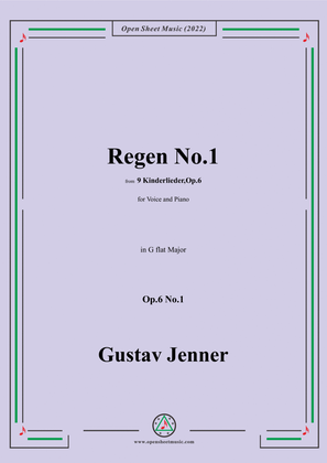 Book cover for Jenner-Regen No.1,in G flat Major,Op.6 No.1