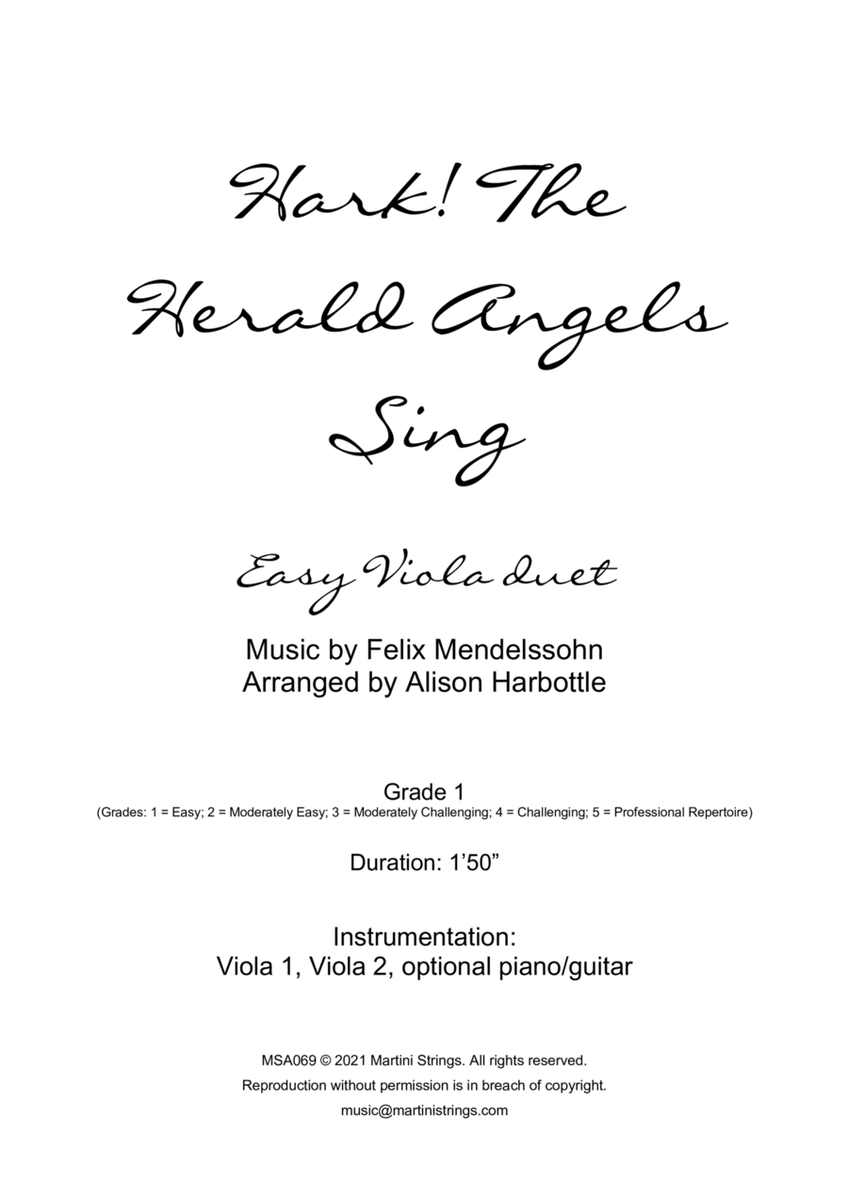 Hark! the Herald Angels Sing - easy viola duet image number null