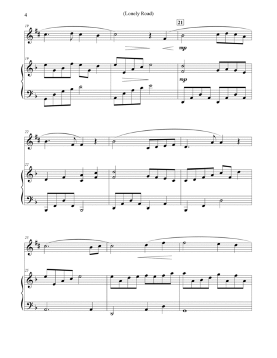 Lonely Road - Alto Sax & Piano Lonely Road - Alto Sax & Piano Alto Saxophone scores gallery preview page 4