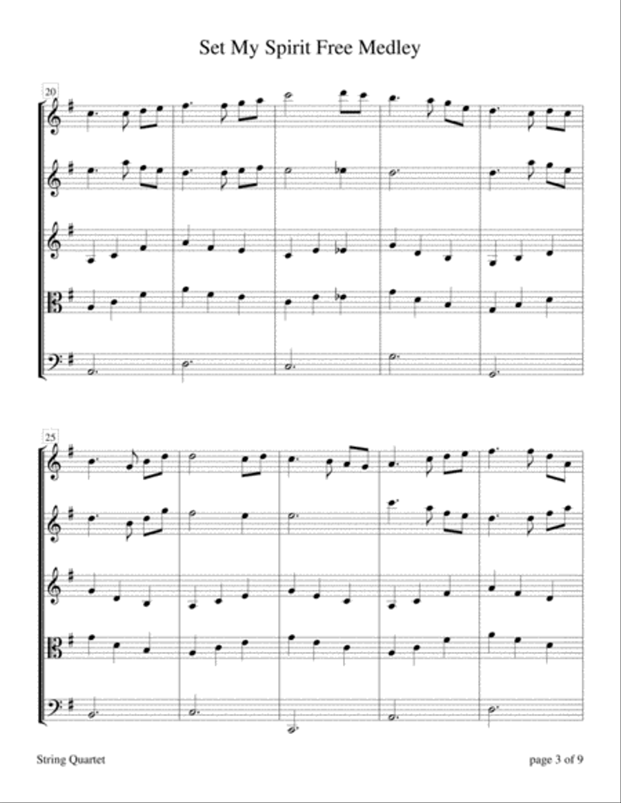 Set My Spirit Free Medley (for String Quartet) String Quartet scores gallery preview page 3