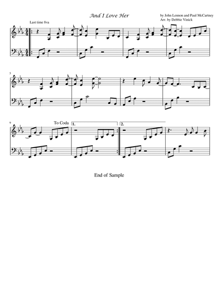 And I Love Her by The Beatles Piano Solo - Digital Sheet Music