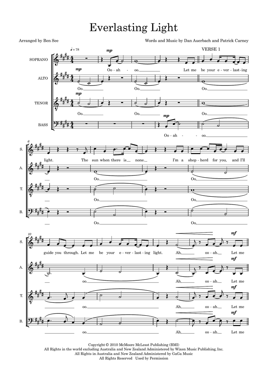 Everlasting Light (arr. Ben See) 4-Part scores gallery preview page 1