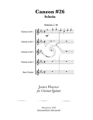 Book cover for Canzon #26 for Clarinet Quintet
