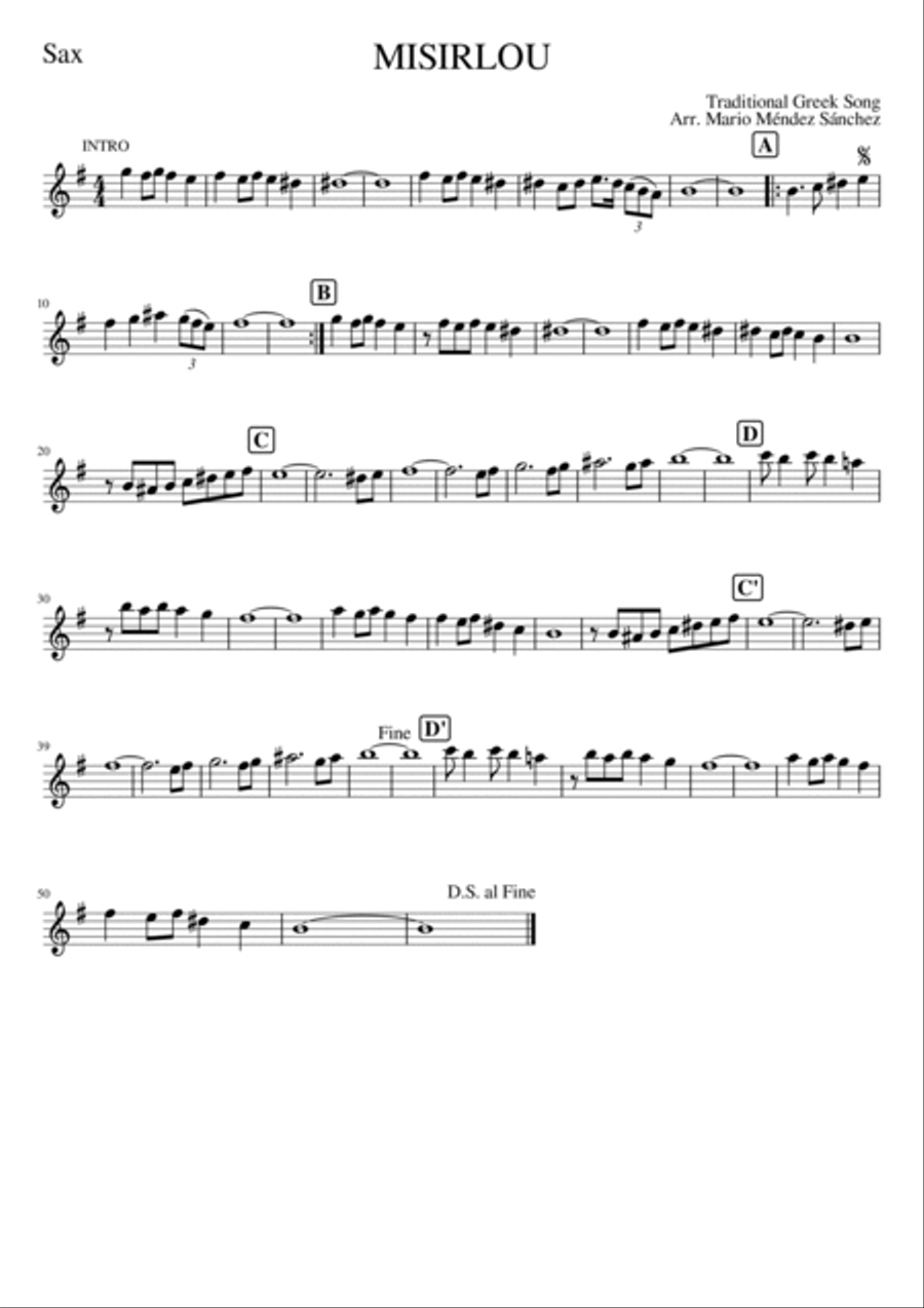 Misirlou - Traditional Greek Song, for Sax and Piano Alto Saxophone scores gallery preview page 2