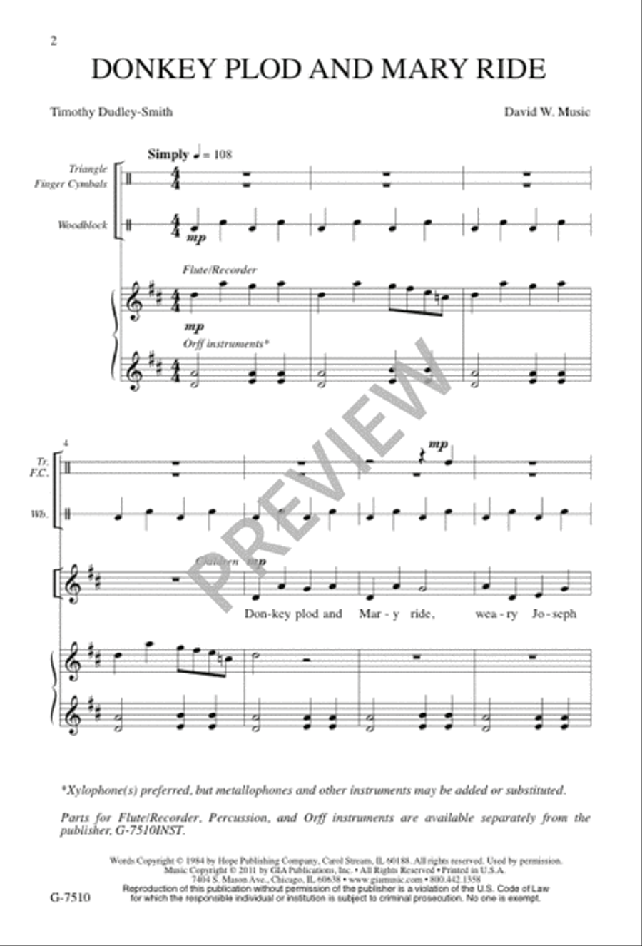 Donkey Plod and Mary Ride 4-Part scores gallery preview page 2