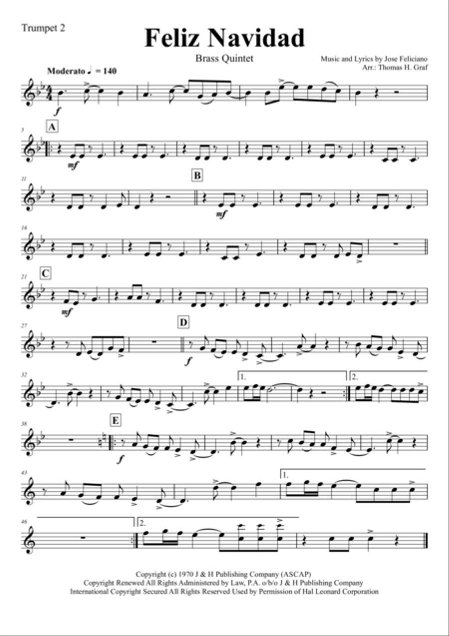 Feliz Navidad Euphonium scores gallery preview page 5