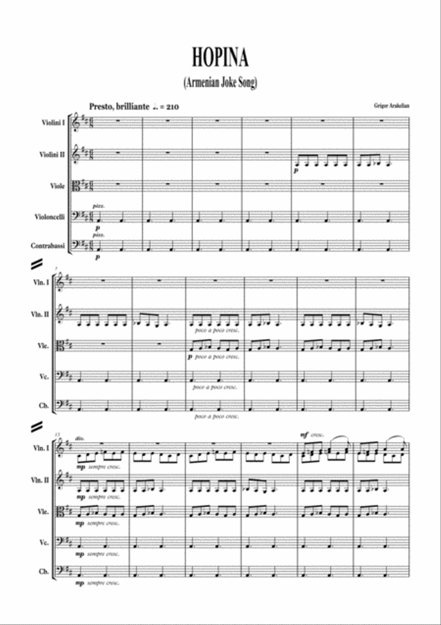 HOPINA. Armenian Joke Song String Orchestra scores gallery preview page 1