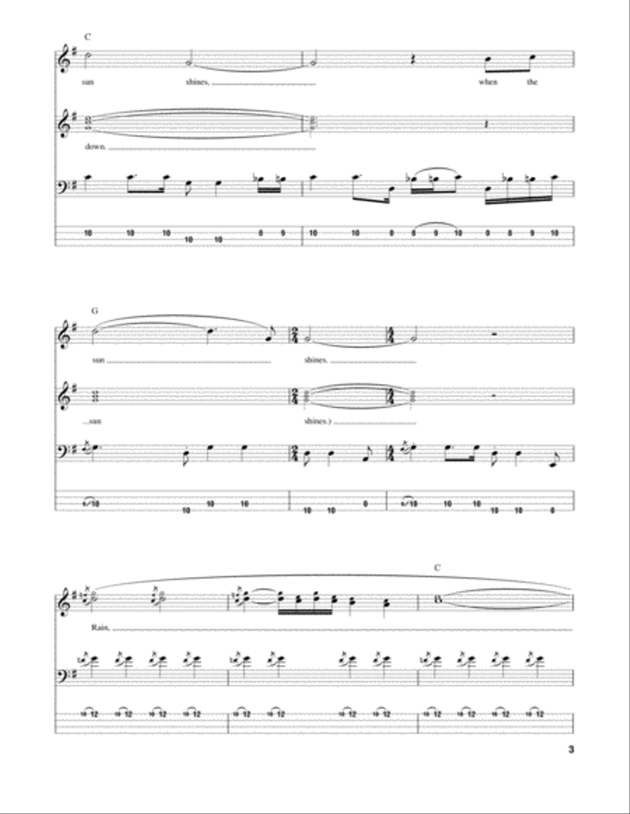 Rain Rain Guitar Tablature scores gallery preview page 3