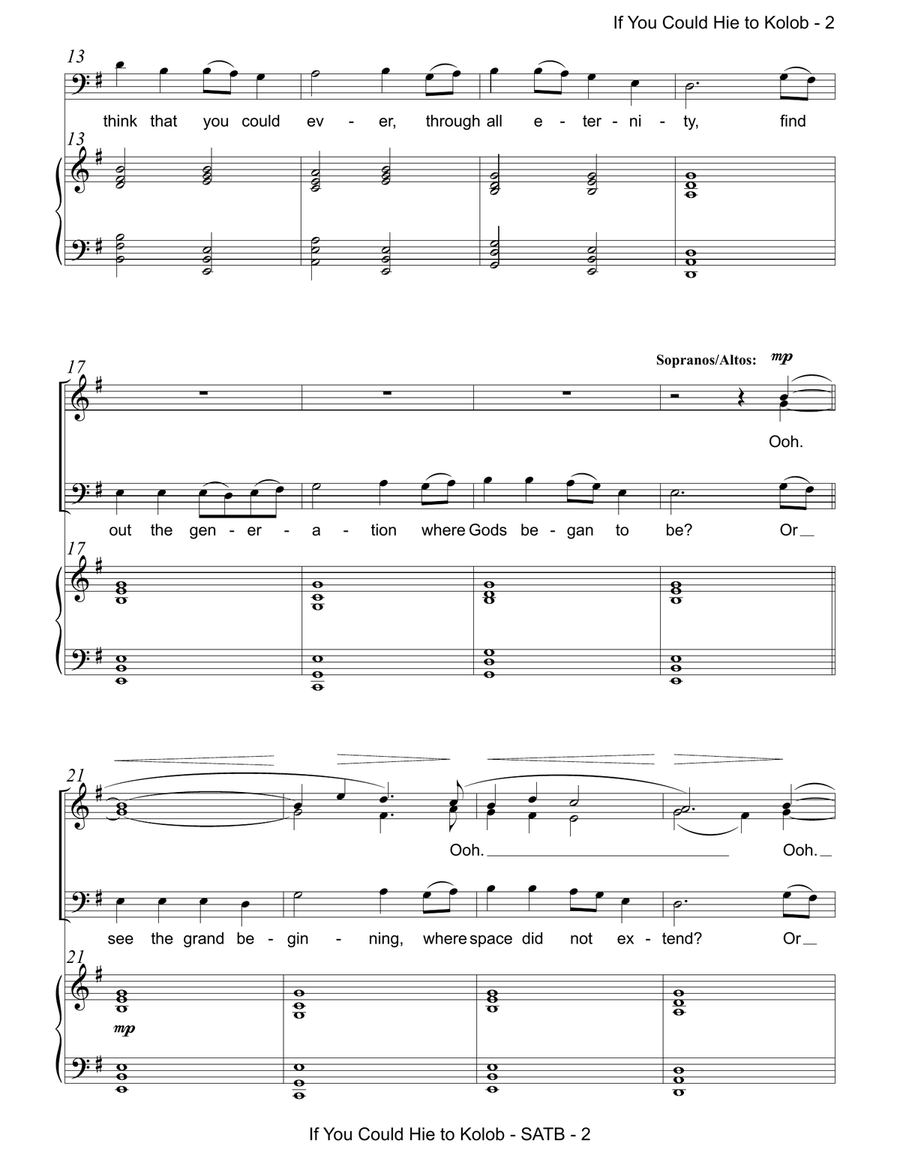 If You Could Hie to Kolob (SATB) 4-Part scores gallery preview page 2