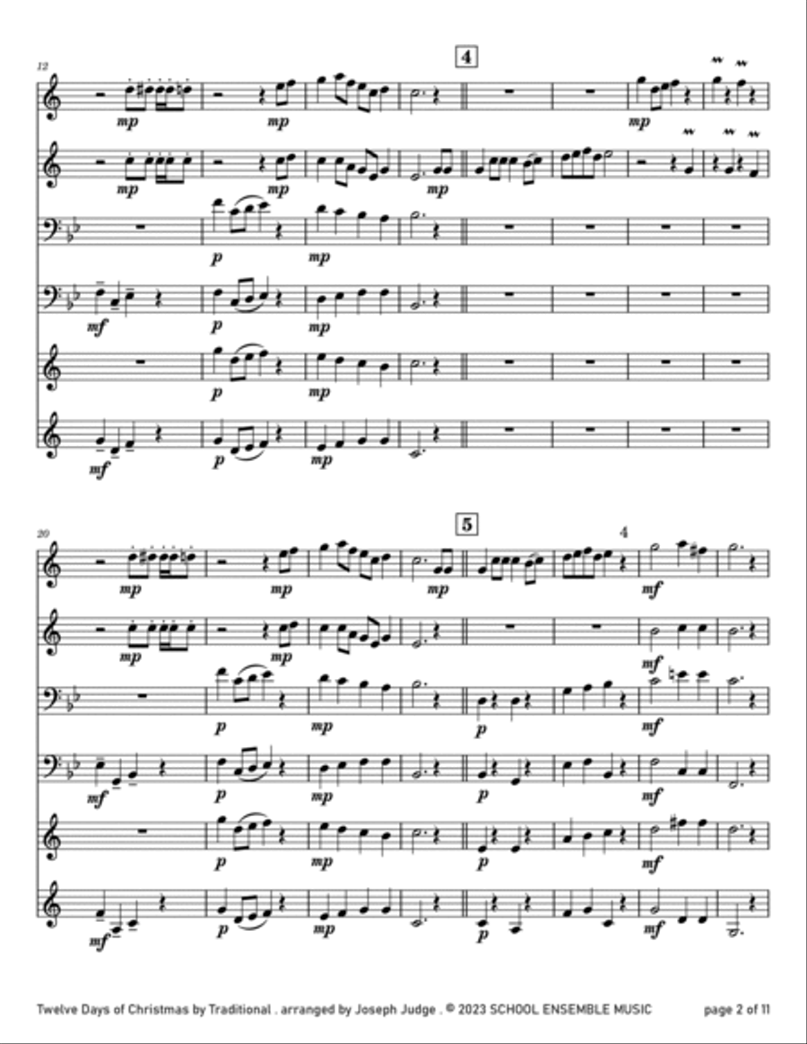 Twelve Days Of Christmas for Brass Quartet in Schools Brass Quartet scores gallery preview page 2