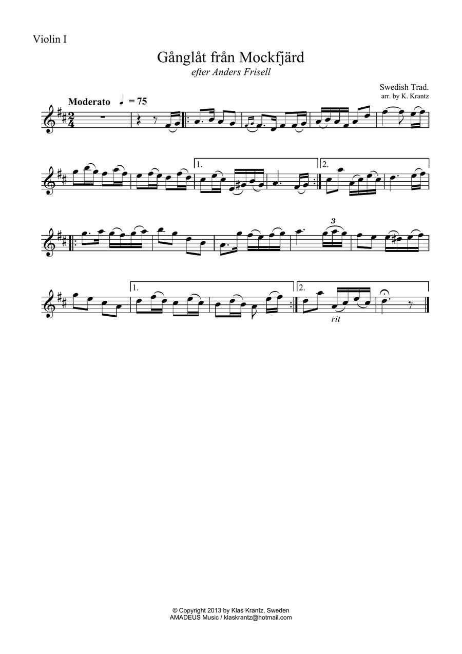 Swedish folk music for string quartet String Quartet scores gallery preview page 2