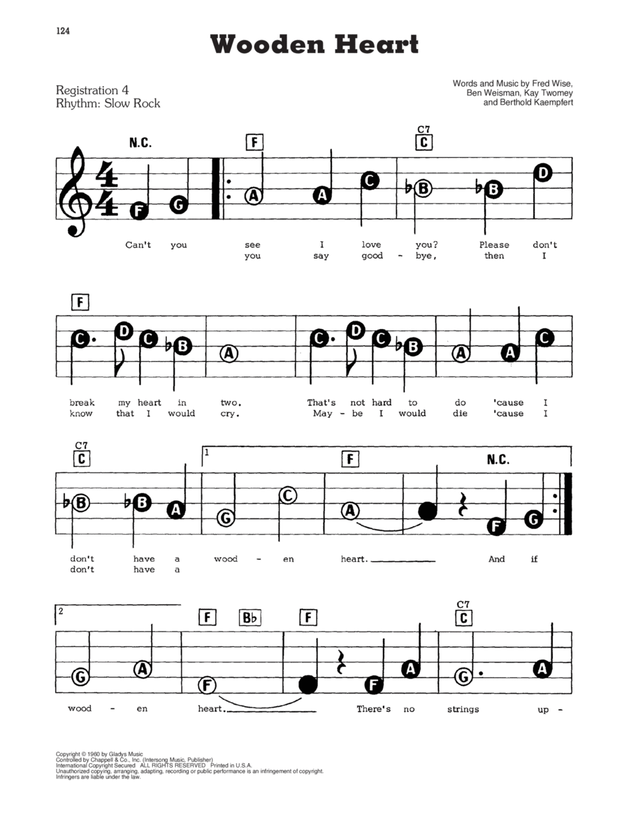 Wooden Heart Electronic Keyboard scores gallery preview page 1