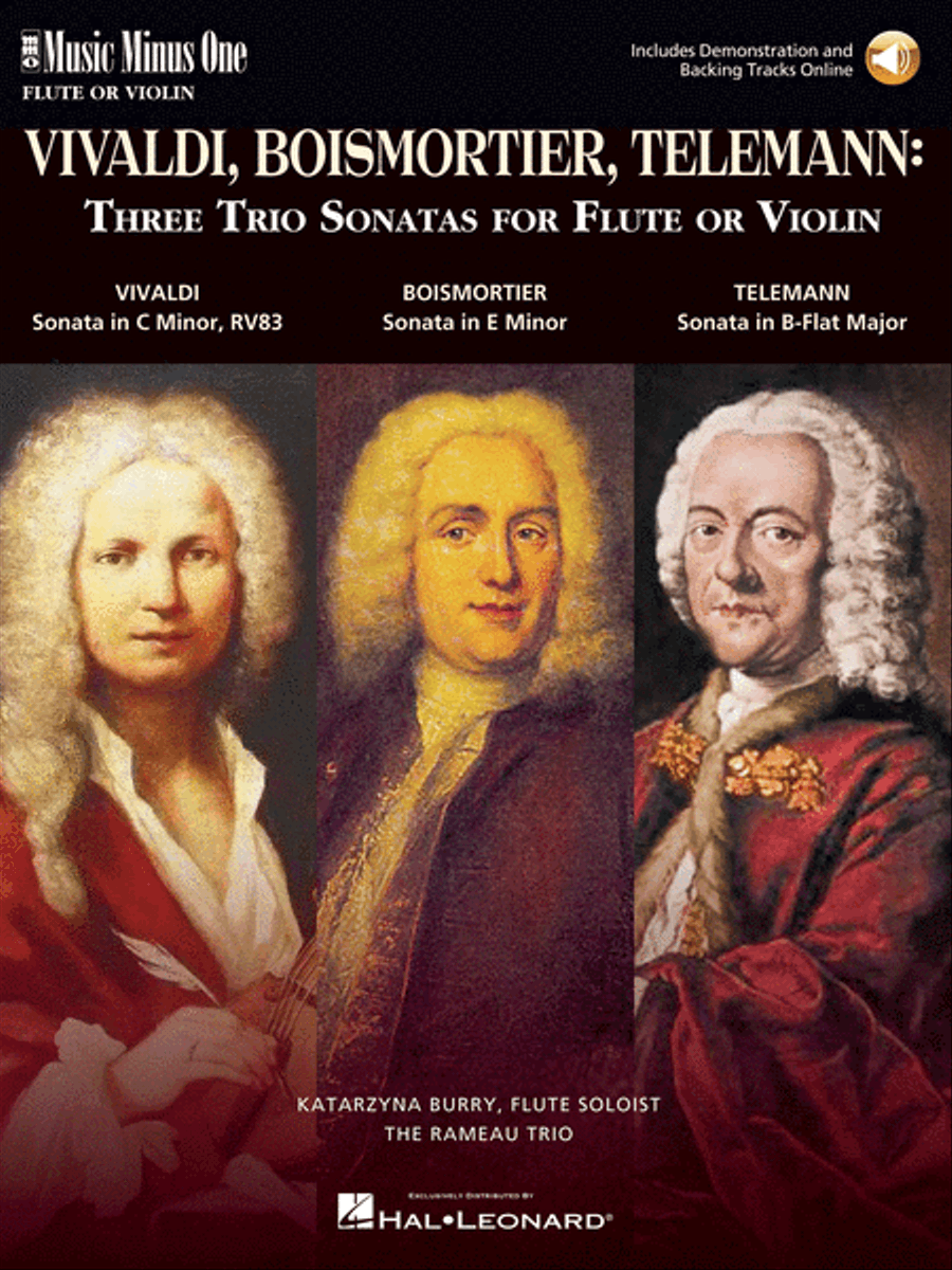 3 Trio Sonatas: Vivaldi, Boismorter and Telemann Flute scores gallery preview page 1