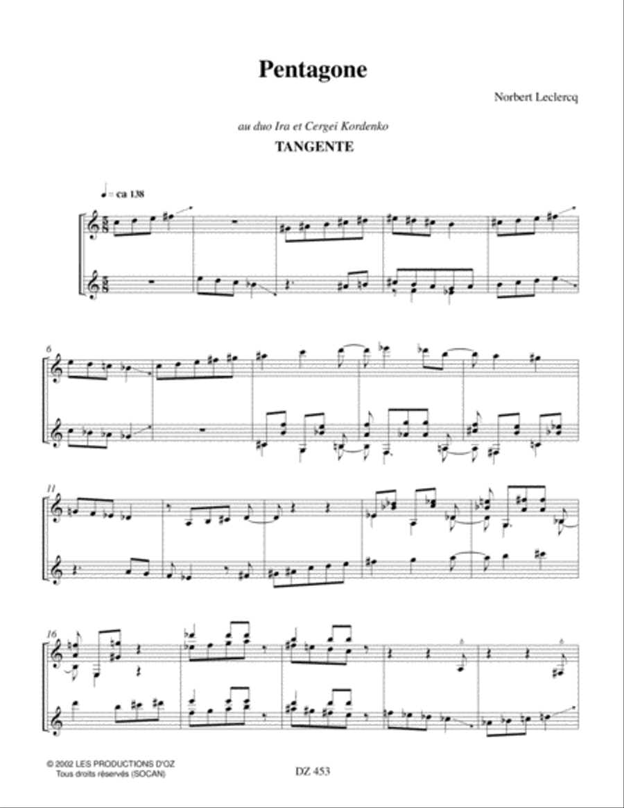Pentagone - Tangente Classical Guitar scores gallery preview page 3