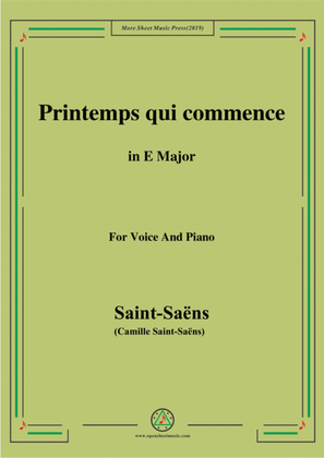Book cover for Saint-Saëns-Printemps qui commence,from 'Samson et Dalila',in E Major,for Voice and Piano