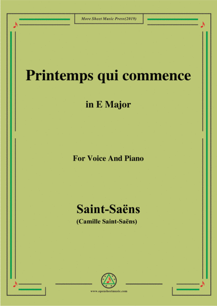 Saint-Saëns-Printemps qui commence,from 'Samson et Dalila',in E Major,for Voice and Piano image number null