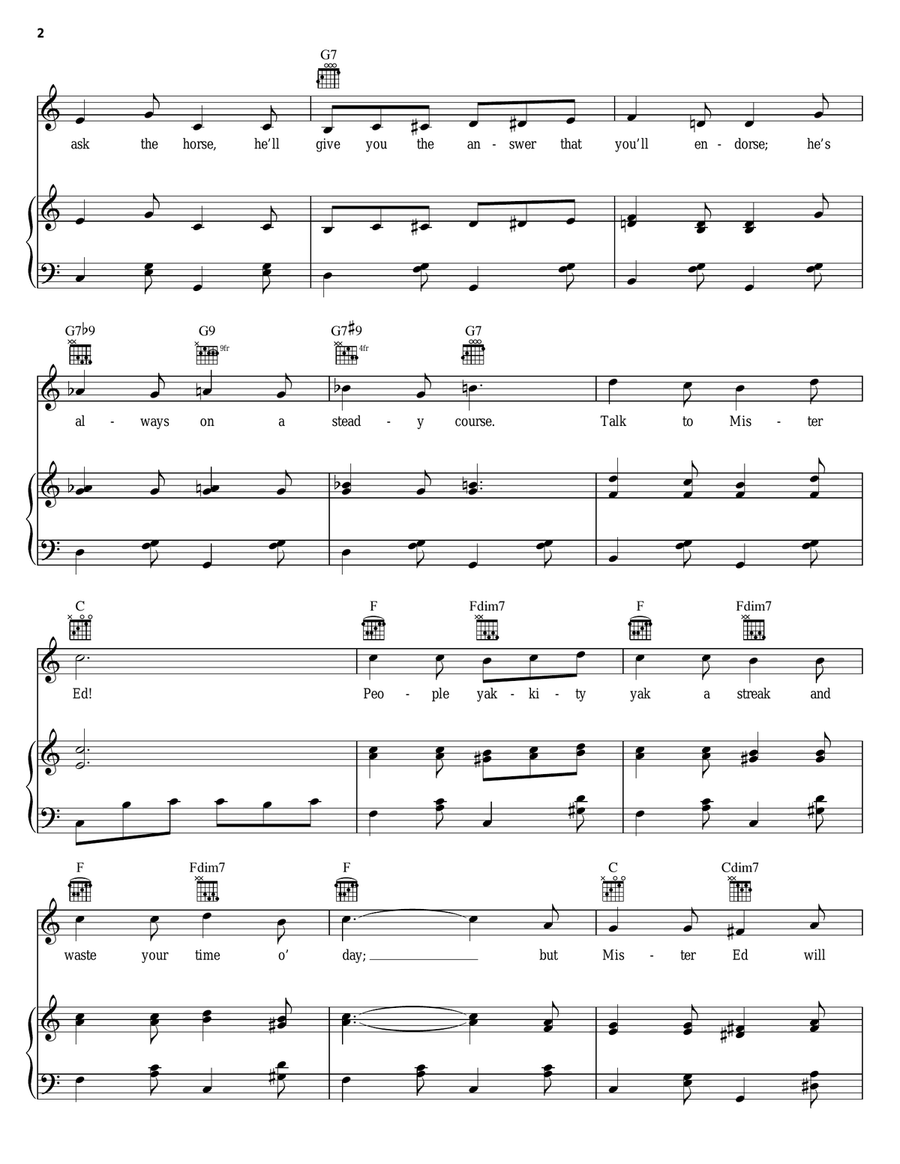 Mister Ed Piano, Vocal, Guitar scores gallery preview page 2