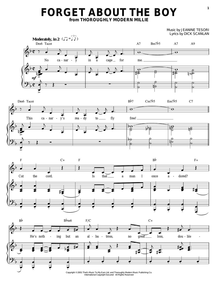 Forget About The Boy Forget About The Boy Piano, Vocal, Guitar scores gallery preview page 1
