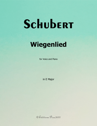 Book cover for Wiegenlied, by Schubert, in E Major