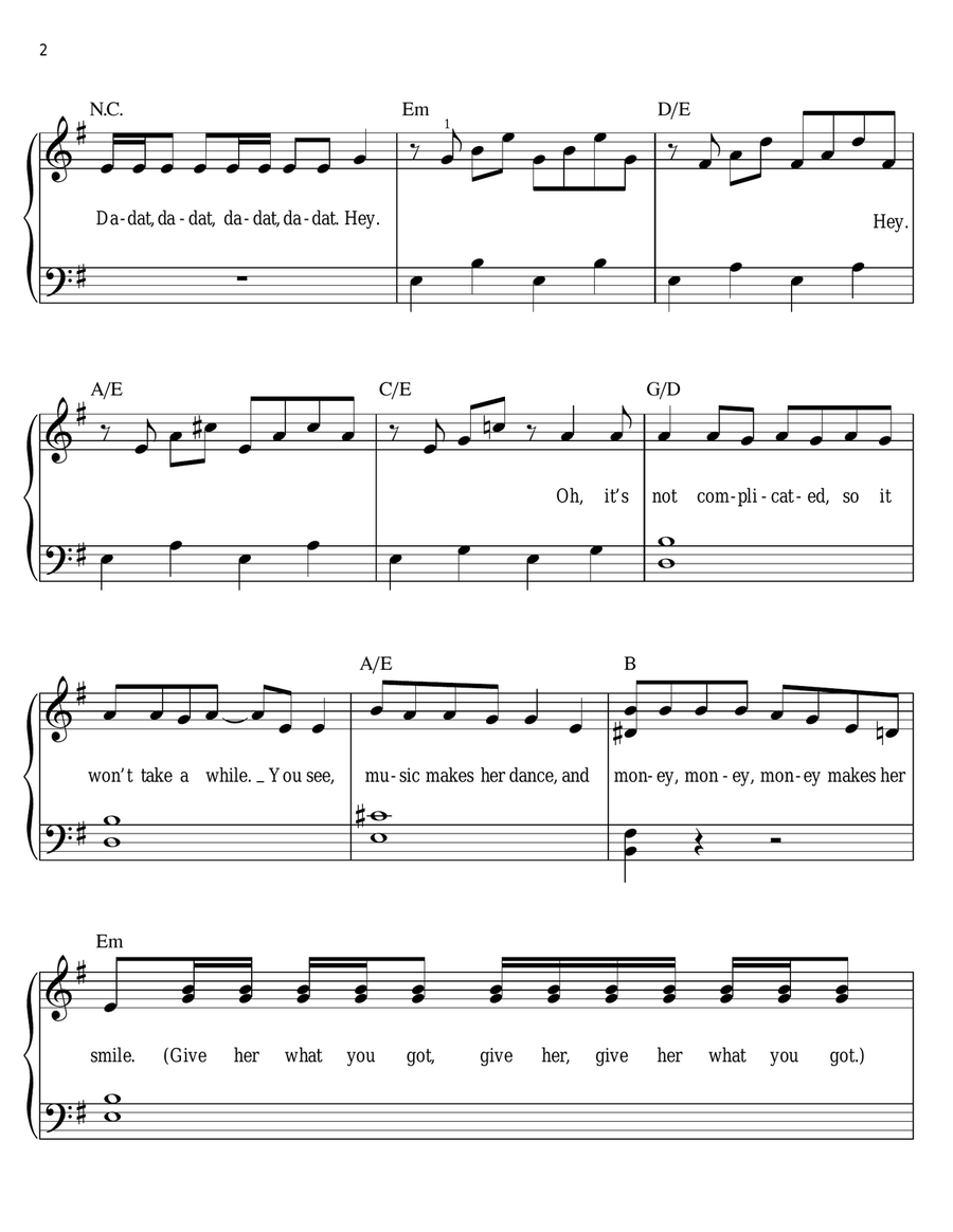 Money Make Her Smile Easy Piano scores gallery preview page 2