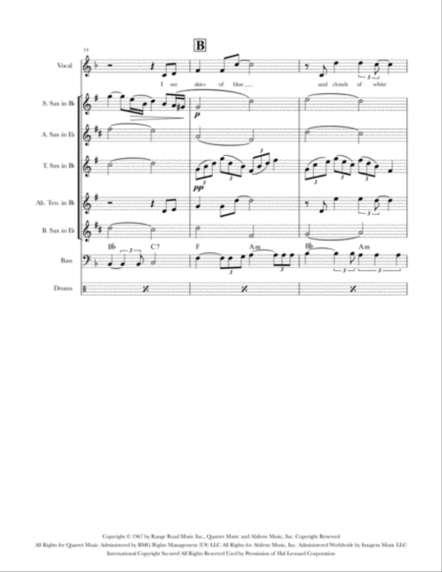 What A Wonderful World Saxophone Quartet scores gallery preview page 6