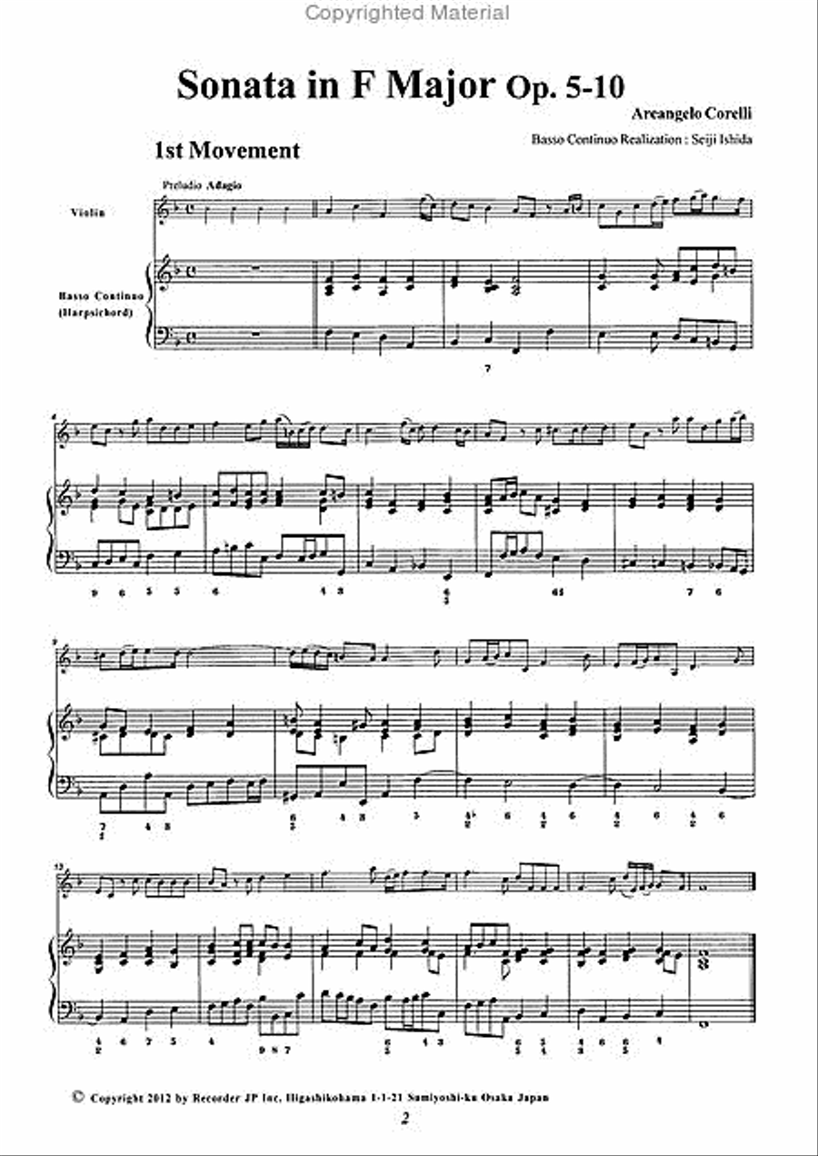 Sonata in F Major Op. 5-10 Violin scores gallery preview page 3