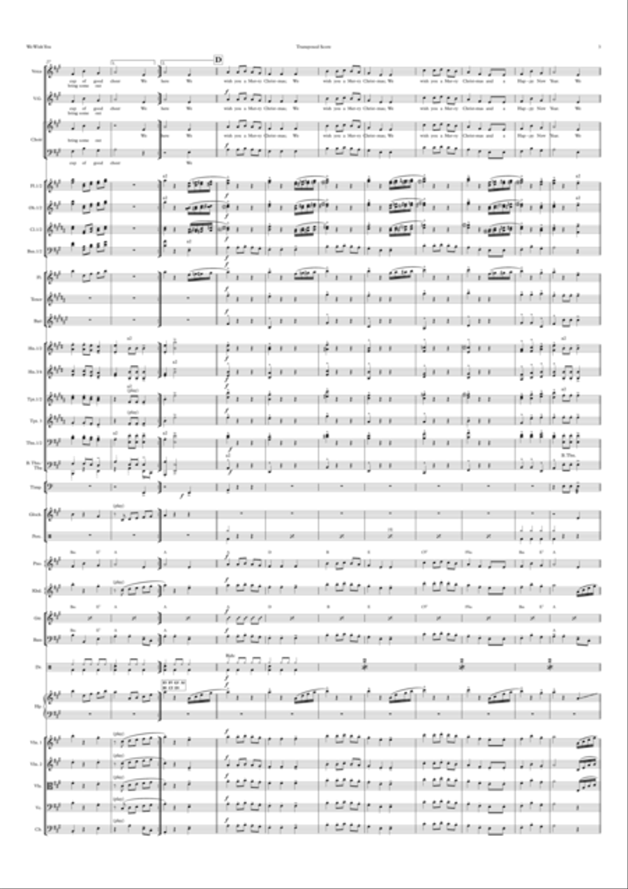 We Wish You a Merry Christmas - Vocal with Choir and Pops Orchestra Key of A Choir scores gallery preview page 3