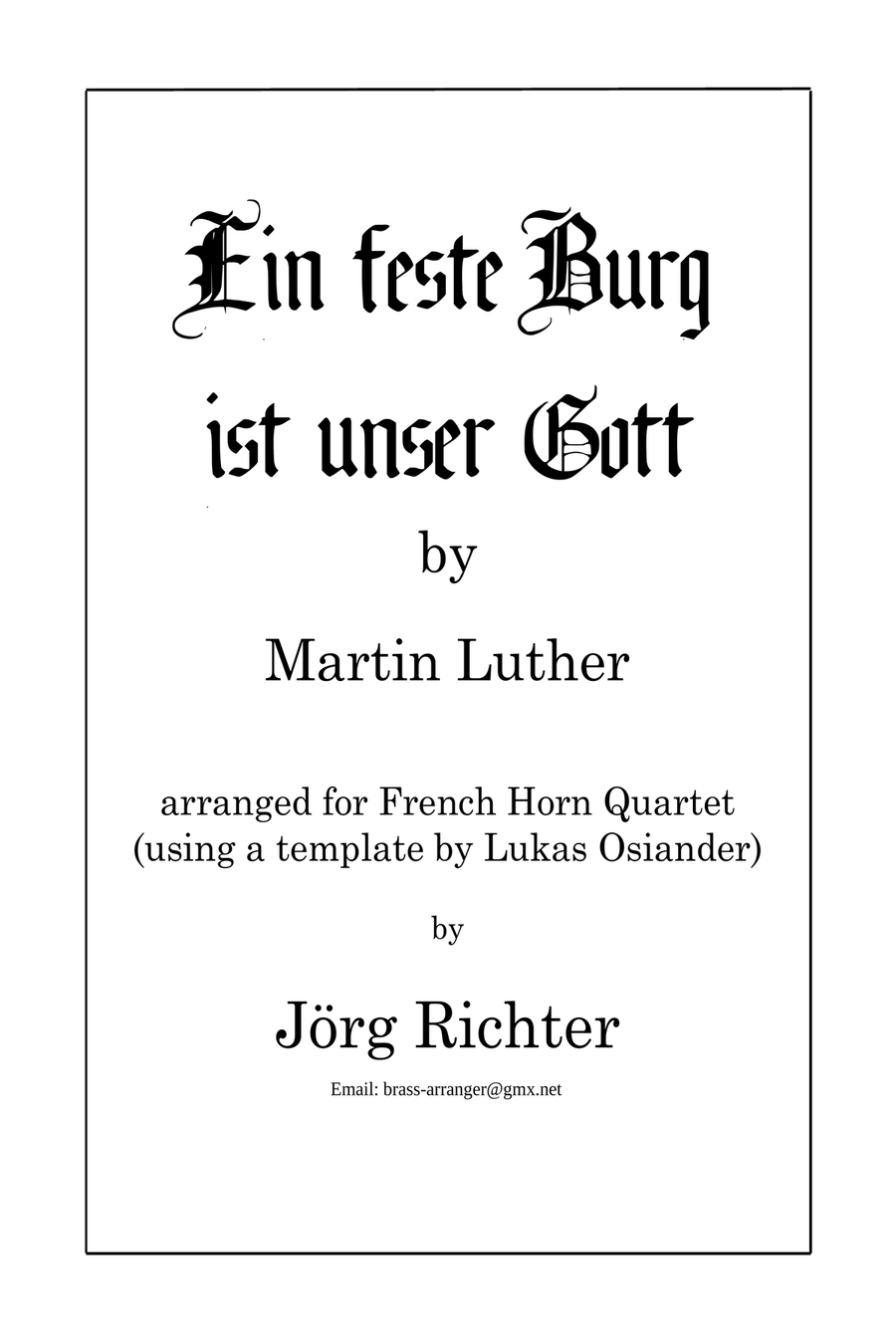 Ein feste Burg ist unser Gott für Horn Quartett