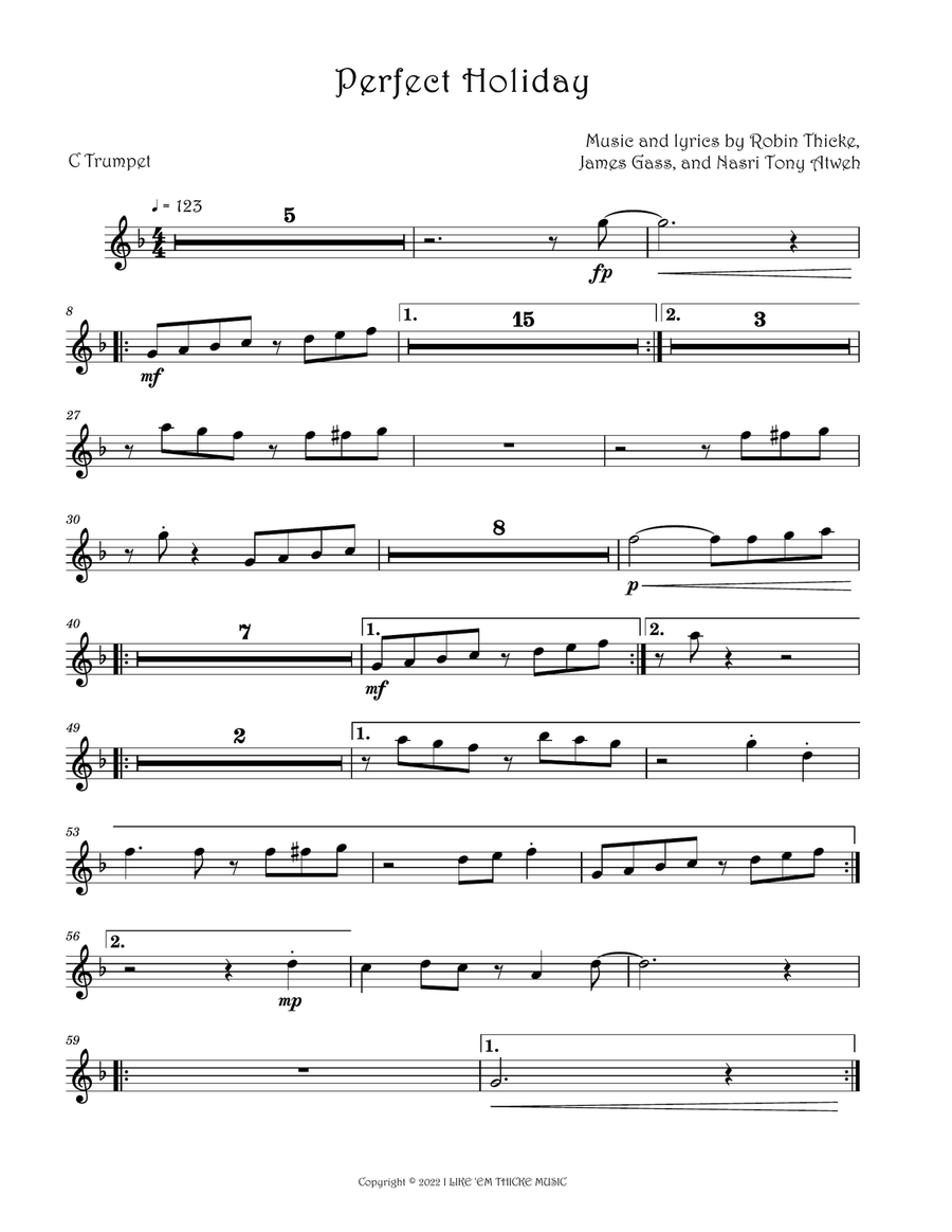 Perfect Holiday C Trumpet scores gallery preview page 1
