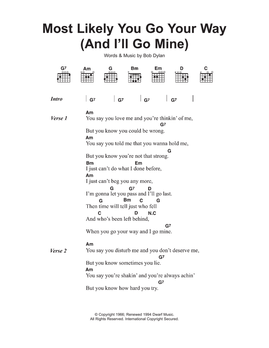 Most Likely You Go Your Way (And I'll Go Mine) Acoustic Guitar scores gallery preview page 1