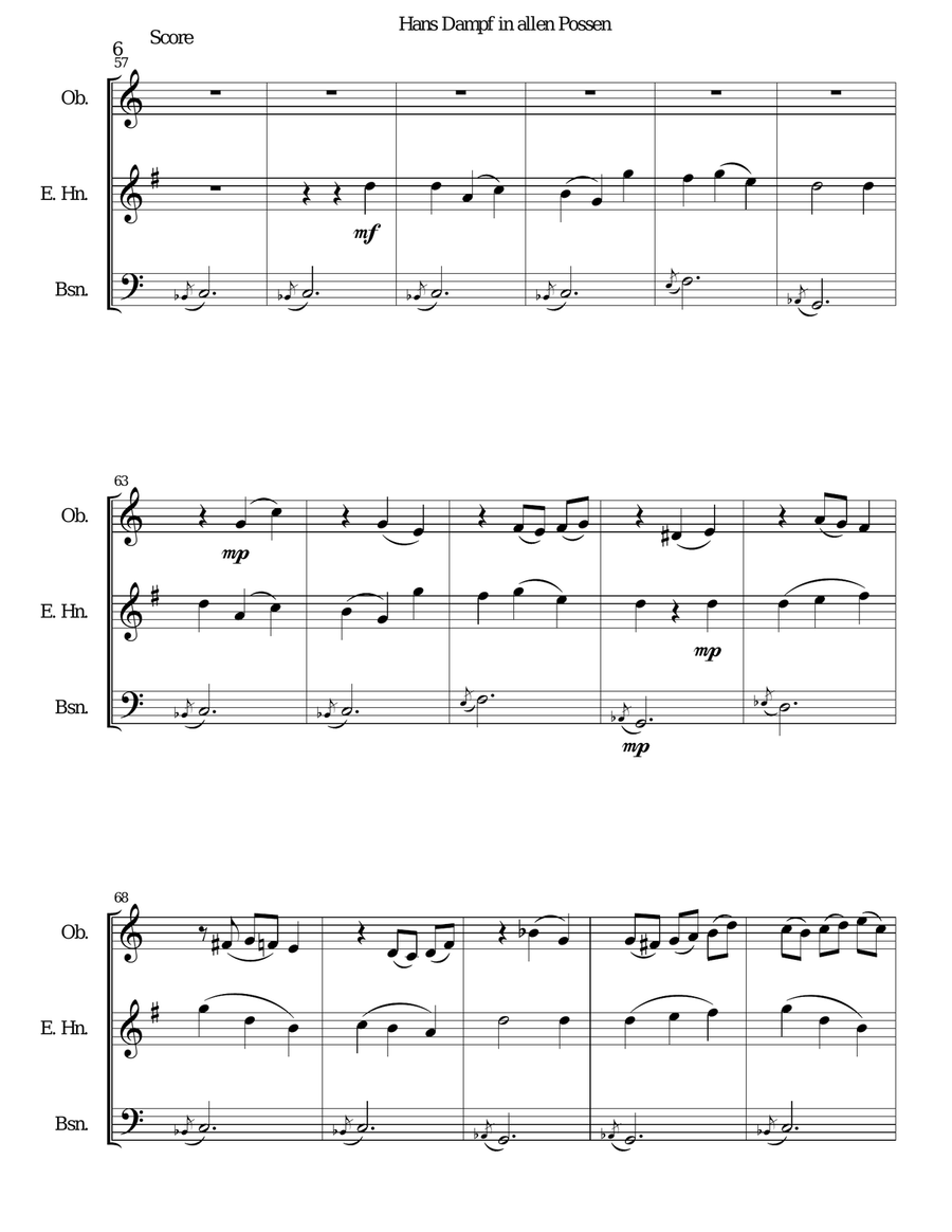 Hans Dampf in allen Possen (Jack of all tricks) for double-reed trio (oboe, cor anglais, bassoon) Woodwind Trio scores gallery preview page 6