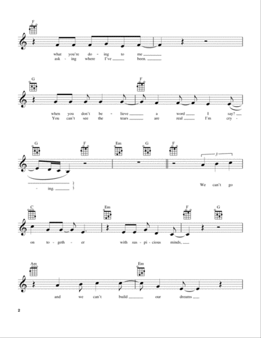 Suspicious Minds Ukulele scores gallery preview page 2