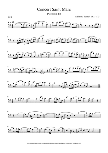 5 Trombone Pieces Posaunenstücke Albinoni to Breval ( Baermann Bloch Böhm ) Trombone Solo Posaune