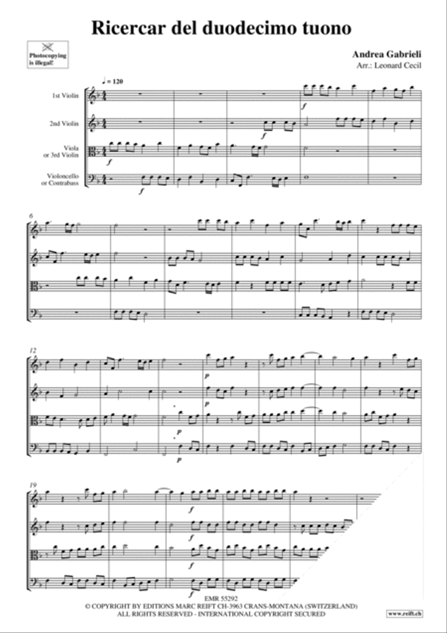 Ricercar del duodecimo tuono String Quartet scores gallery preview page 3