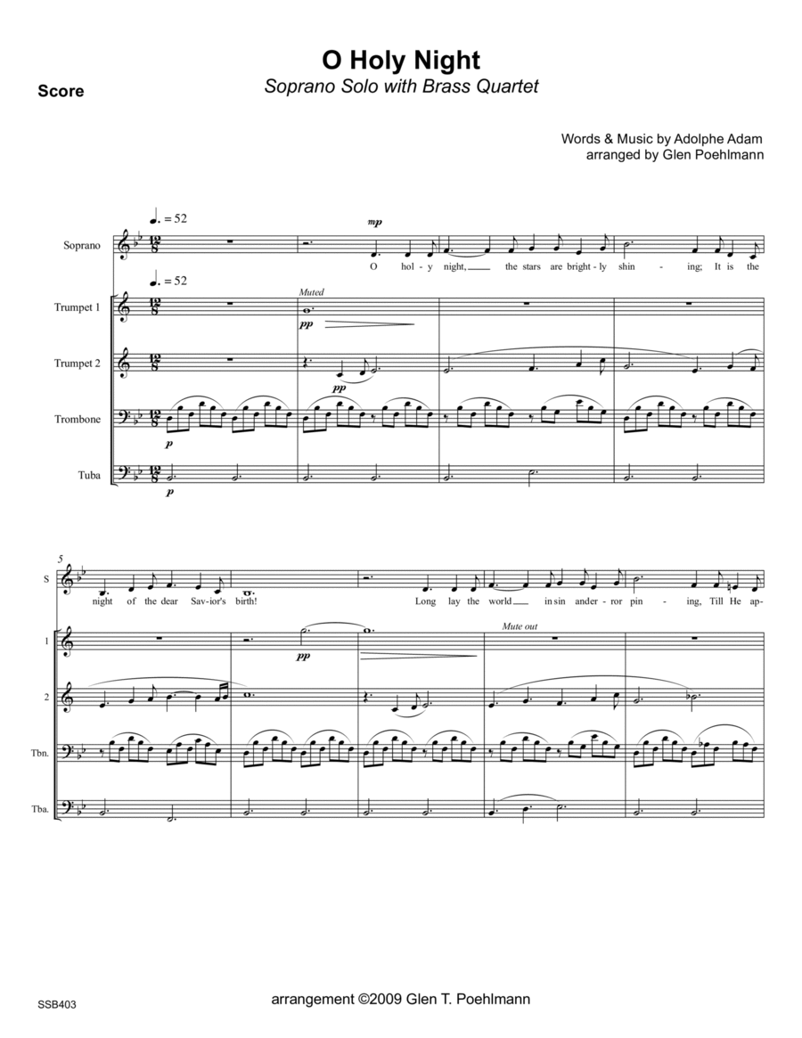 O HOLY NIGHT - SOPRANO SOLO with BRASS QUARTET image number null