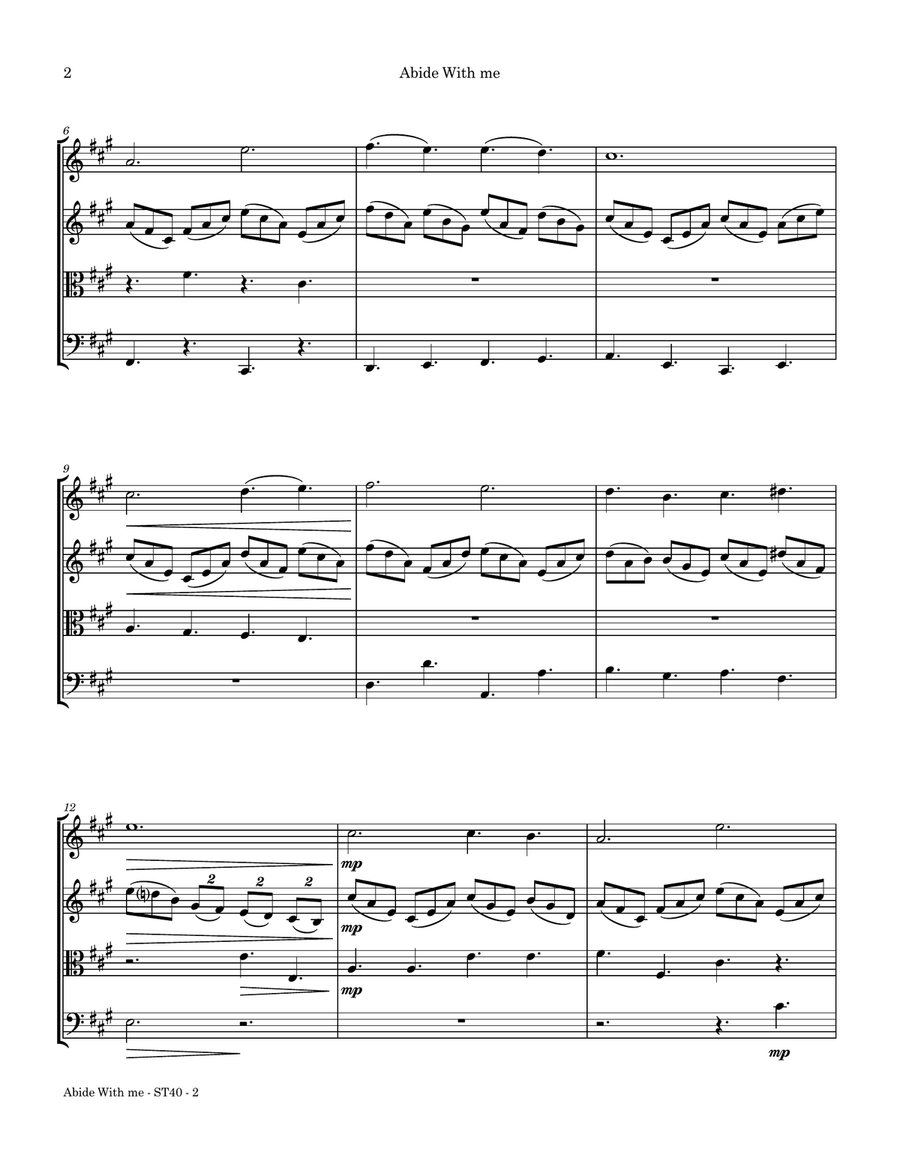 Abide With Me (EVENTIDE) String Quartet scores gallery preview page 6
