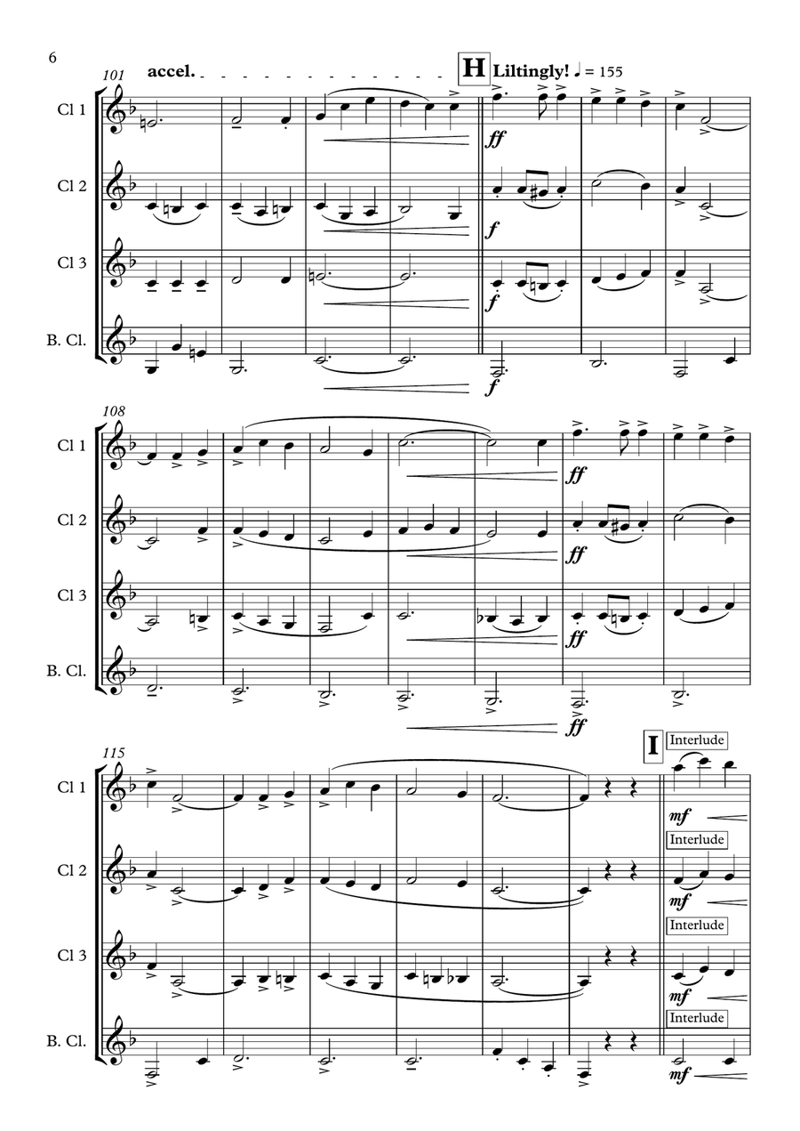 Eton Boating Song Eton Boating Song Clarinet Quartet scores gallery preview page 6