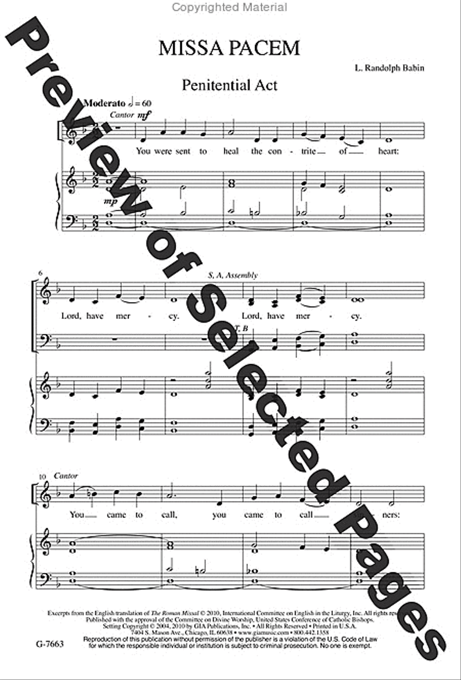 Missa Pacem - Choral / Accompaniment edition 4-Part scores gallery preview page 2